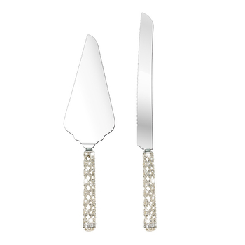 Set de două piese: cuțit pentru tort și spatulă cu design decupat, stil european, tacâmuri occidentale pentru restaurante și hoteluri