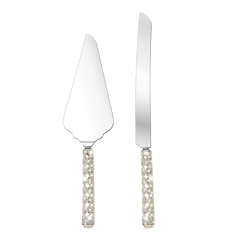 Set de două piese: cuțit pentru tort și spatulă cu design decupat, stil european, tacâmuri occidentale pentru restaurante și hoteluri