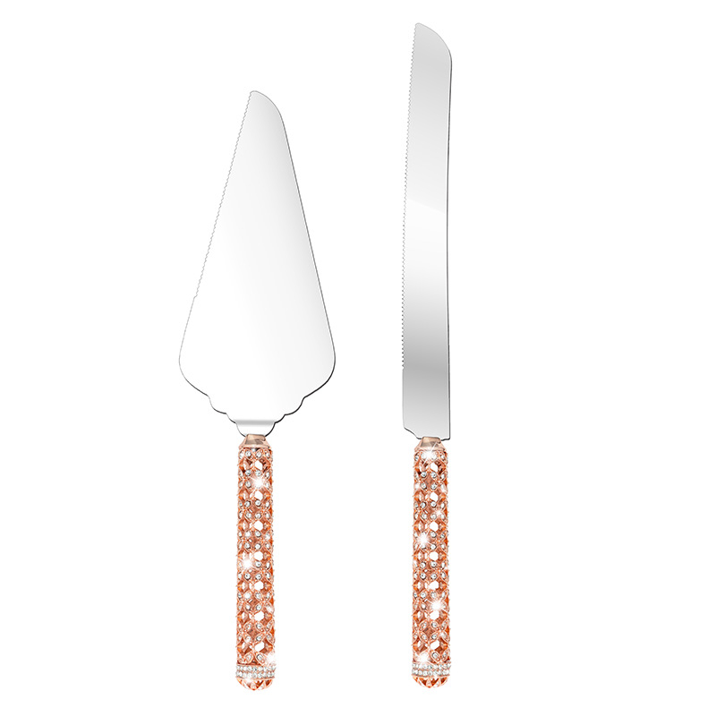Set de două piese: cuțit pentru tort și spatulă cu design decupat, stil european, tacâmuri occidentale pentru restaurante și hoteluri