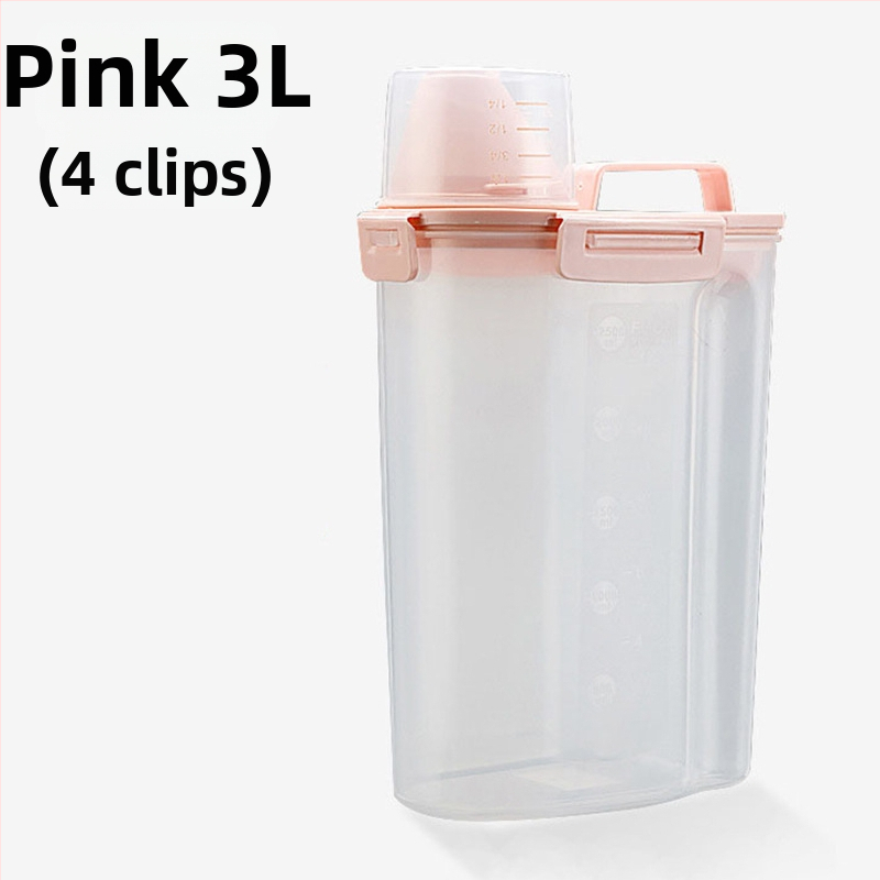 Prenosný kontajner na skladovanie potravín pre domáce zvieratá, uzavretý a vlhkotesný s odmerkou, pre psy a mačky, objem 1.7L/3L