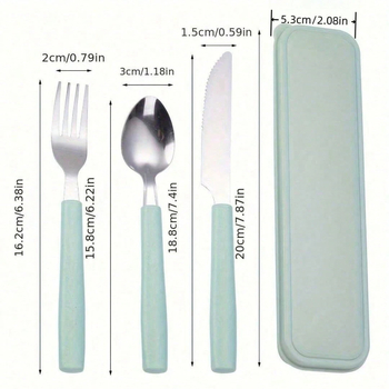 Set de tacâmuri din oțel inoxidabil pentru bucătărie occidentală: cuțit de friptură, furculiță și lingură, stil francez, în cutie
