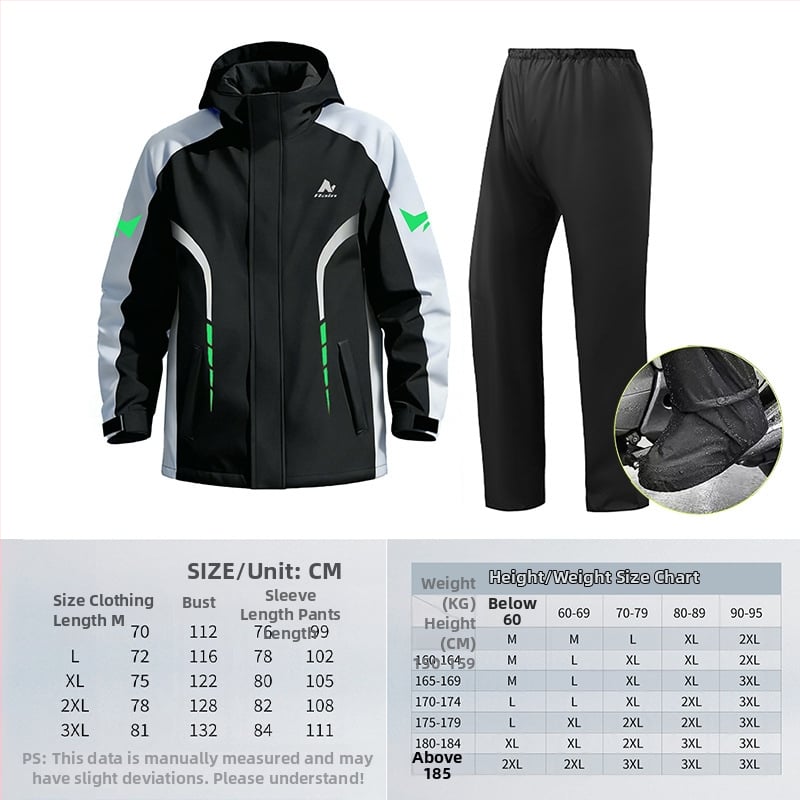 Dvojdielna súprava rainwear: plášť a nohavice, kompletná ochrana proti dažďu pre dospelých, unisex, pre jazdu na elektrickom bicykli, reflexné prvky