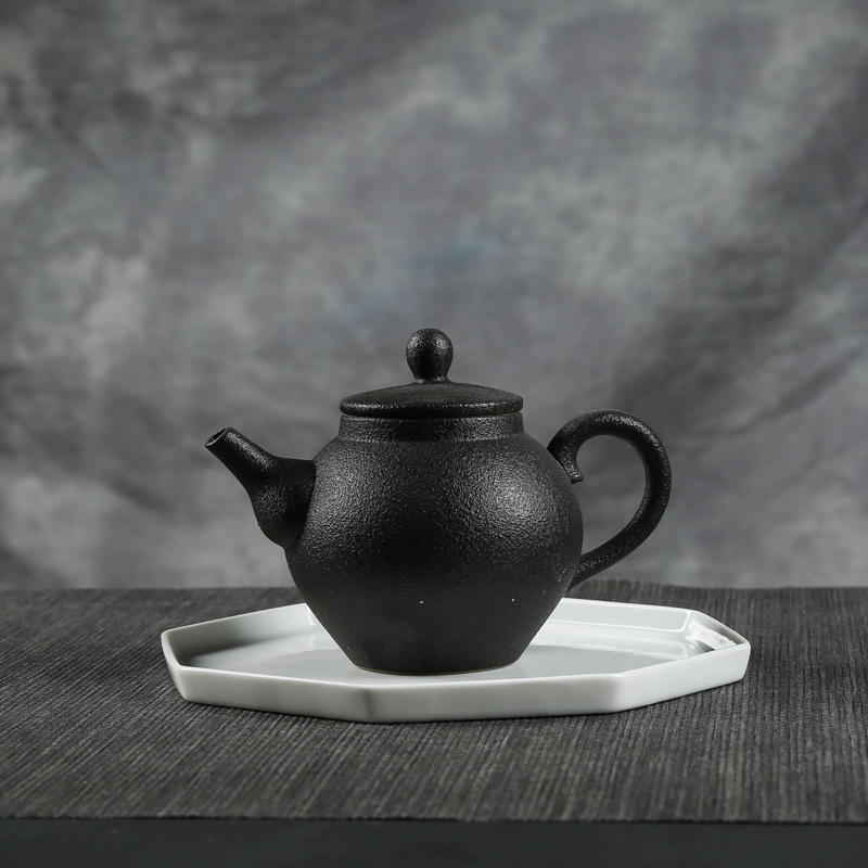 Set Gongfu din porțelan alb – accesorii pentru ceai: suport mic pentru ceainic și tavă; tavă japoneză minimalistă pentru infuzie uscată, tavă pentru gustări și fructe