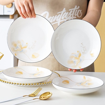Set de farfurii din porțelan, adânci, 4 sau 10 buc., în stil japonez, elegant și creativ pentru masă