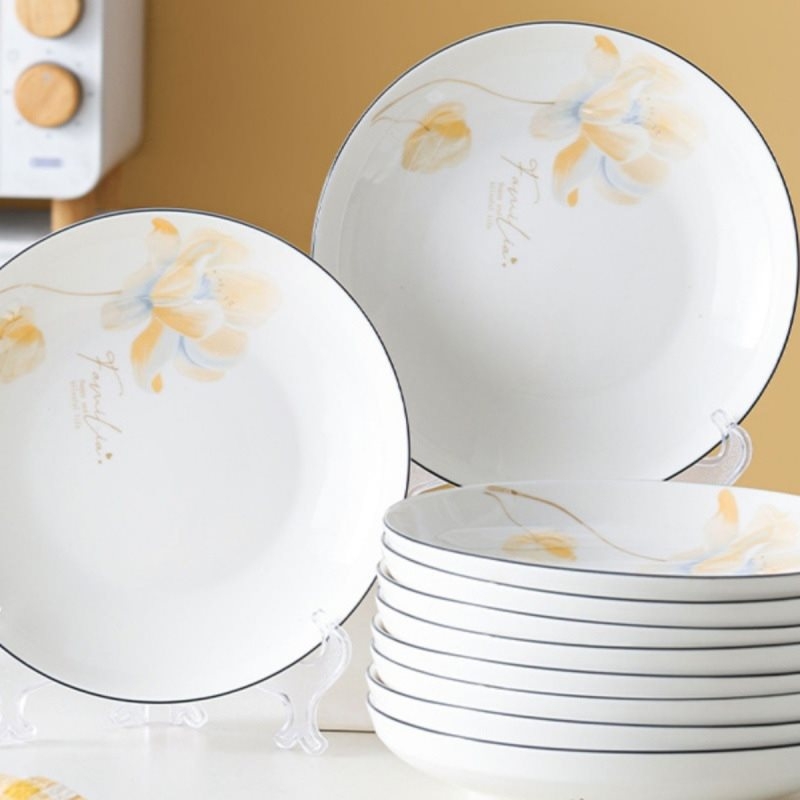 Set de farfurii din porțelan, adânci, 4 sau 10 buc., în stil japonez, elegant și creativ pentru masă