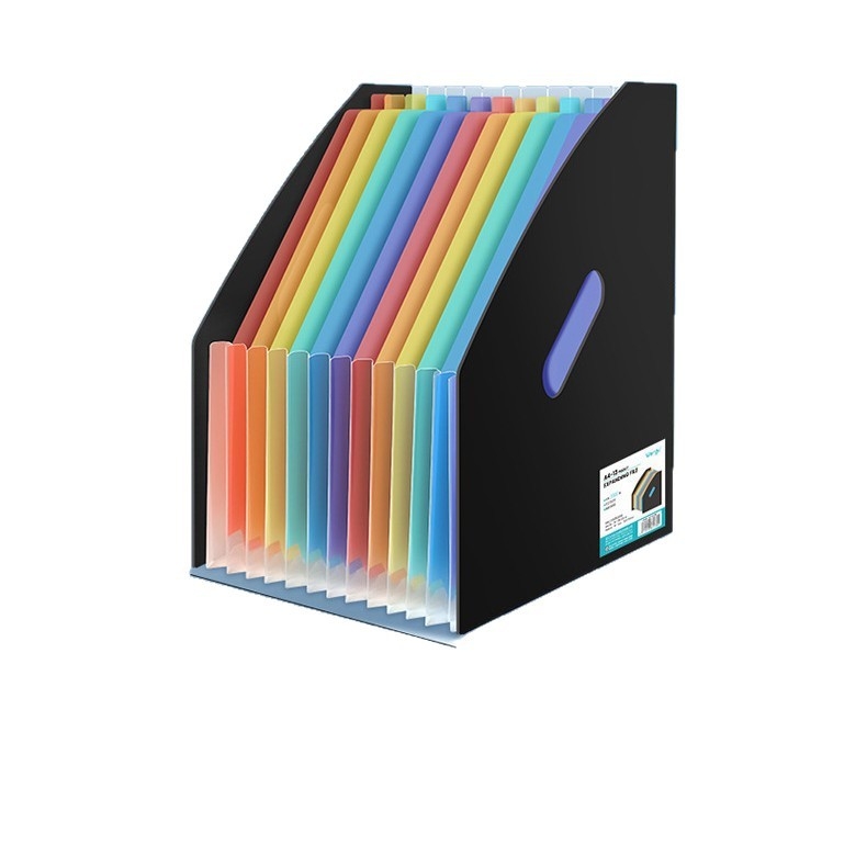 Dosar acordeon vertical A4, curcubeu, organizator de documente pentru birou și lucrări școlare