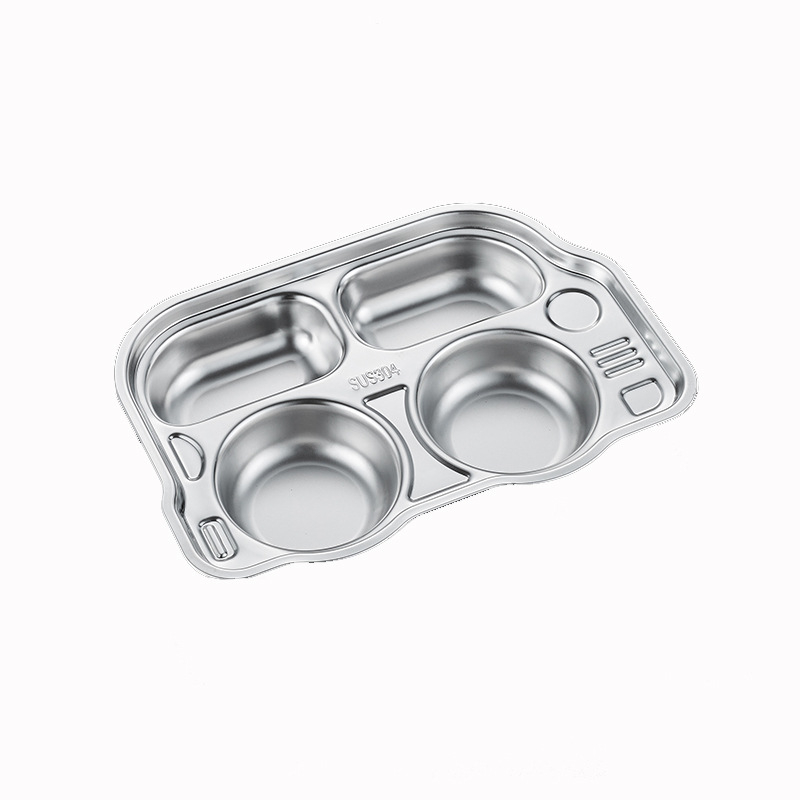 Farfurie pentru copii din oțel inoxidabil cu compartimente, 304/316, cu model desen animat, formă neregulată