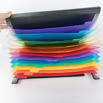 Mapă acordeon A4 cu 12/24 compartimente, fără capac, multistrat, plastic PP, organizator de birou