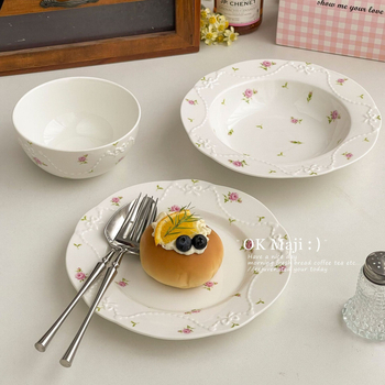 Farfurie ceramică pentru desert, rotundă și elegantă, pentru mic dejun și gustări
