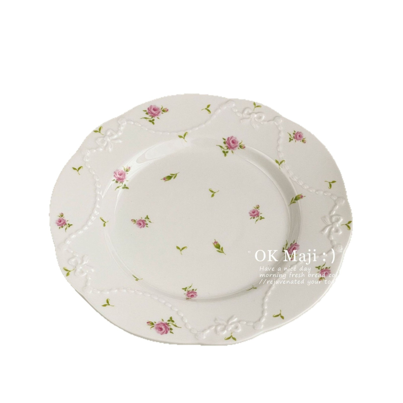 Farfurie ceramică pentru desert, rotundă și elegantă, pentru mic dejun și gustări