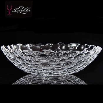 Platou de fructe din sticlă transparentă, cu model Water Cube
