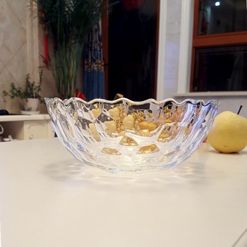 Platou de fructe din sticlă transparentă, cu model Water Cube