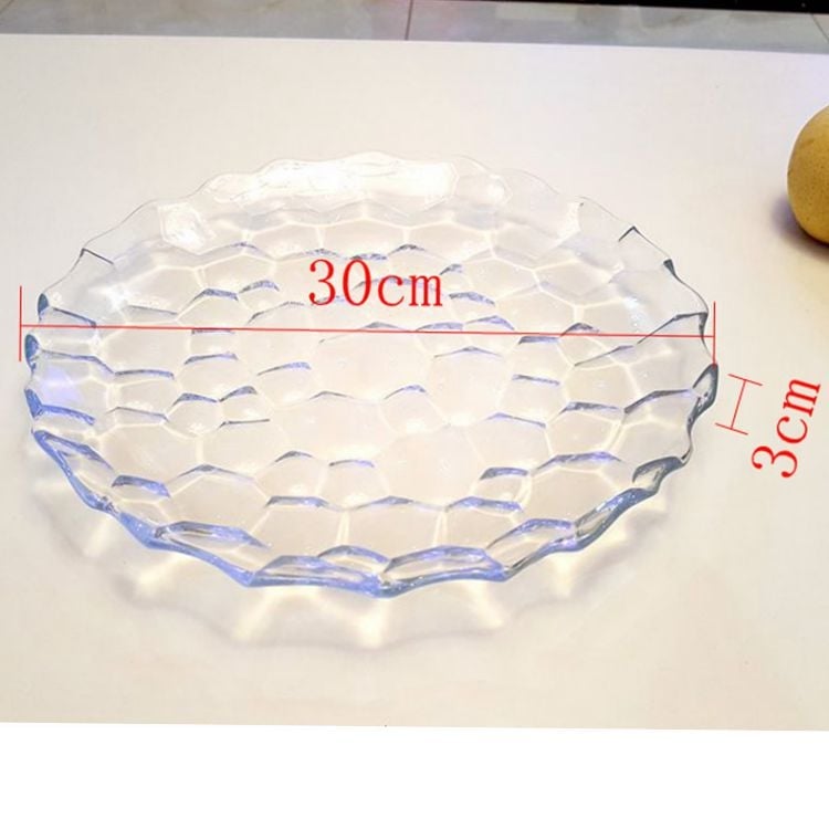 Platou de fructe din sticlă transparentă, cu model Water Cube