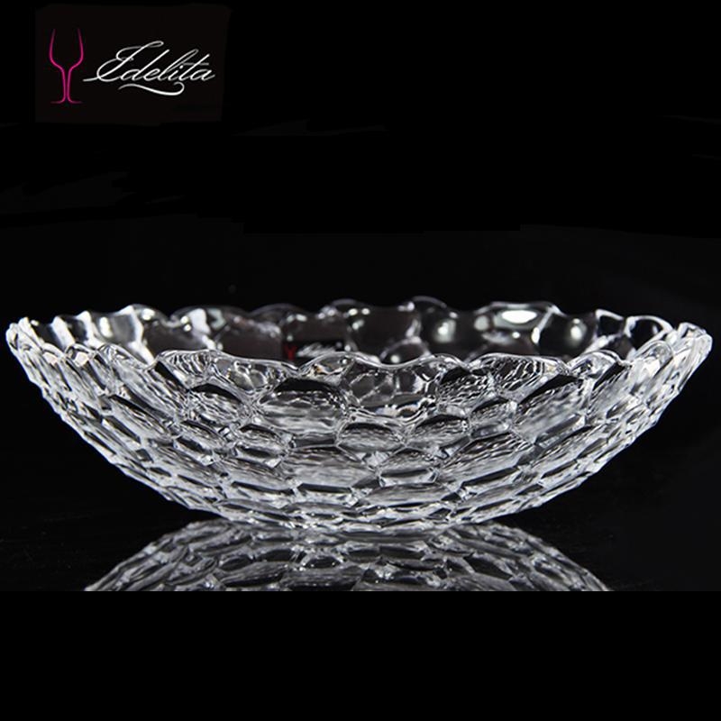 Platou de fructe din sticlă transparentă, cu model Water Cube