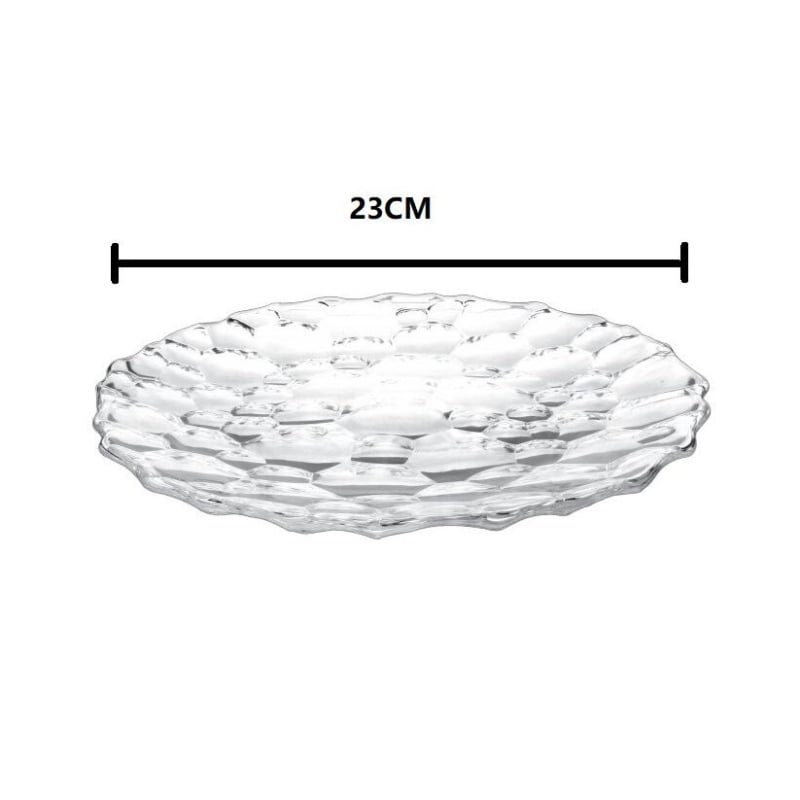 Platou de fructe din sticlă transparentă, cu model Water Cube