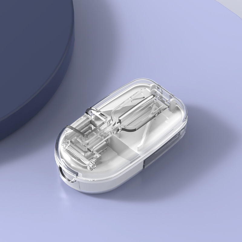 Tăietor de pastile în stil japonez, cu divizor și compartimente, cutie de medicamente portabilă