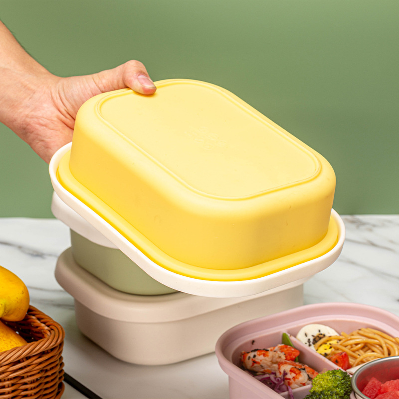Kutija za obrok od silikona, mikrovalna kompatibilna, s pregradama, kapaciteta 1300 ml, za djecu, učenike i uredske radnike
