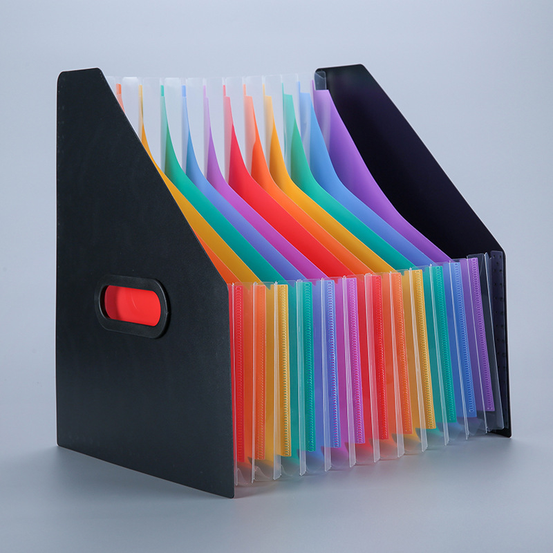 Organizator plastic cu 13 compartimente pentru documente și fișe de examen