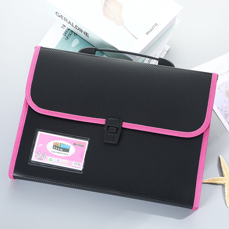 Dosar A4 cu margini colorate, rezistent la abraziune, organizator de documente cu mai multe compartimente