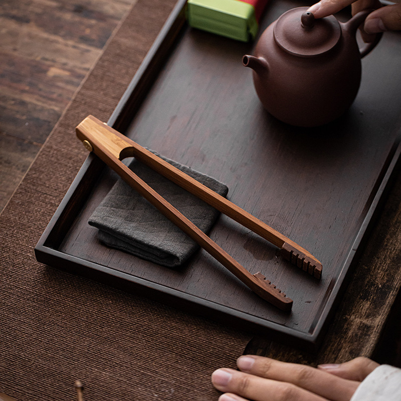 Clema de ceai din bambus și pensetă pentru ceașcă, set Kung Fu pentru ceai, accesorii antiderapante pentru ceașcă, clemă mare pentru ceașcă, protecție împotriva arsurilor, accesorii Six Gentlemen