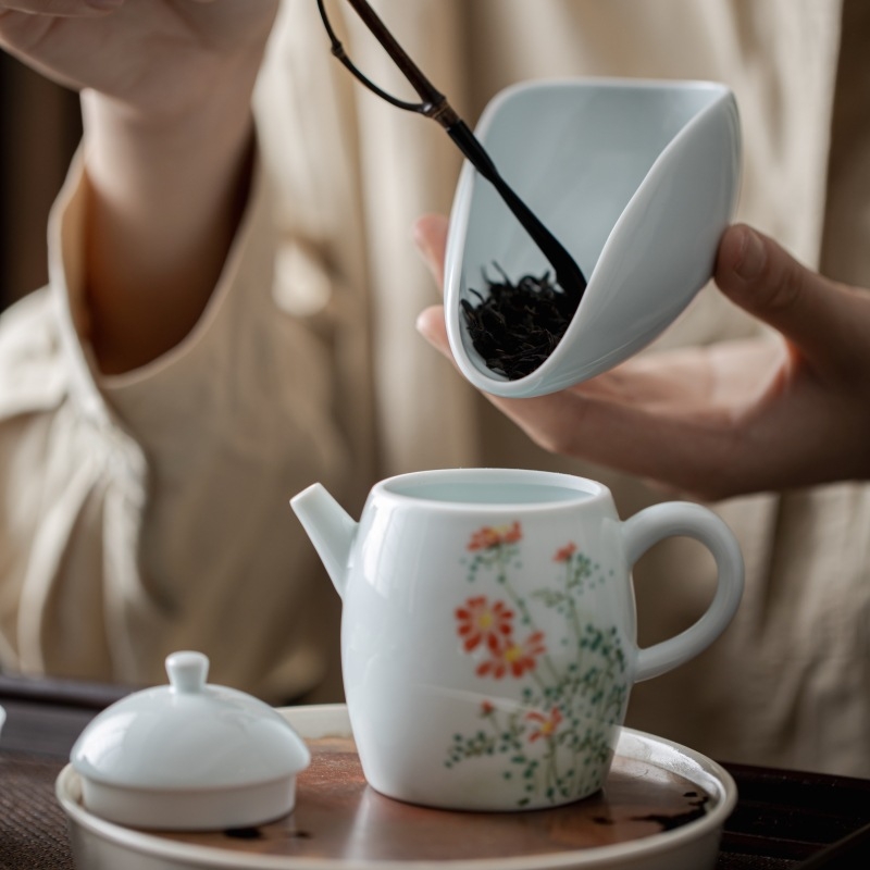 Linguriță de ceai ceramică și accesorii pentru ceremonia Kung Fu a ceaiului, set de ceai retro cu farfuriu