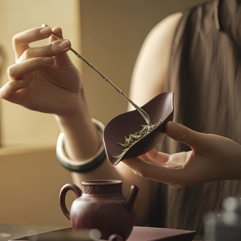 Accesorii pentru ceremonia ceaiului în stil japonez, ceramică grosieră, set de ceai cu recipient în formă de barcă cu o singură frunză, linguriță de trezire a ceaiului