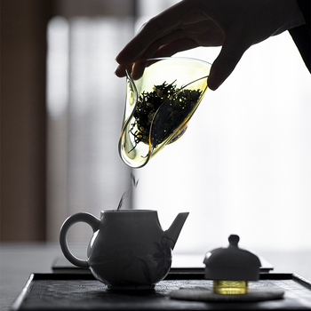 Moji Gongfu set ceai din sticlă cu margine curbată, accesorii colorate pentru uz casnic