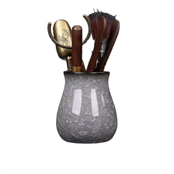 Set Gongfu pentru ceai cu Black Ice Flower – Accesorii pentru ceremonia ceaiului, masă de ceai, unelte de preparare, clips pentru ceai, ac de ceai și animale de ceai