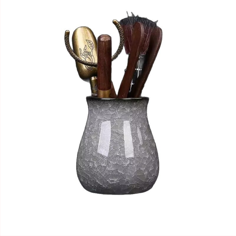 Set Gongfu pentru ceai cu Black Ice Flower – Accesorii pentru ceremonia ceaiului, masă de ceai, unelte de preparare, clips pentru ceai, ac de ceai și animale de ceai