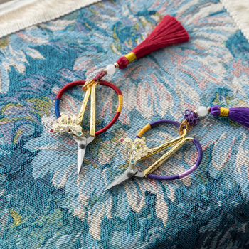 Foarfece de ceai cu ciucuri, în stil tradițional chinezesc, pentru ceremonia ceaiului, mici foarfece pentru pliculețe de ceai, accesorii pentru ceremonia ceaiului