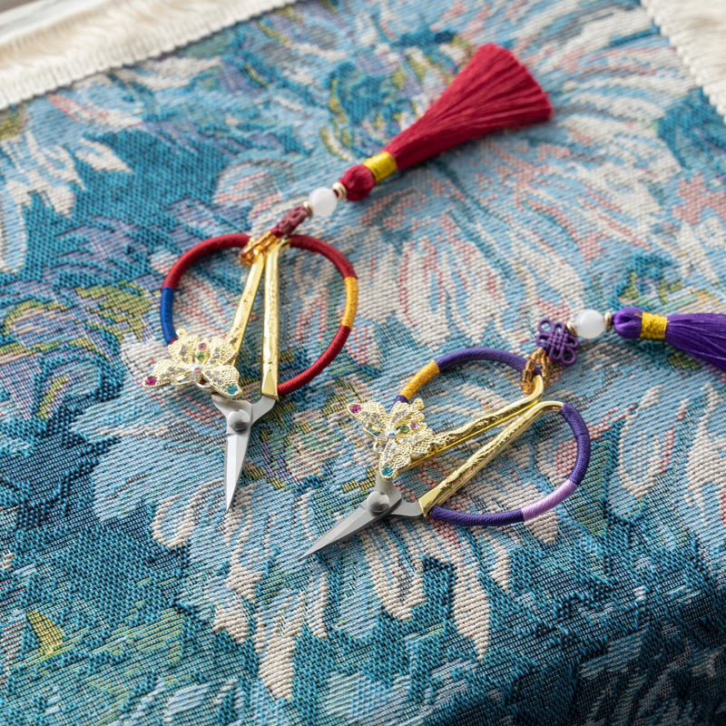 Foarfece de ceai cu ciucuri, în stil tradițional chinezesc, pentru ceremonia ceaiului, mici foarfece pentru pliculețe de ceai, accesorii pentru ceremonia ceaiului