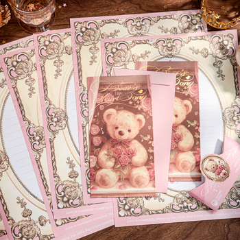 Set de hârtie și plicuri Mr. Paper cu ilustrație drăguță de ursuleț – pentru elevi
