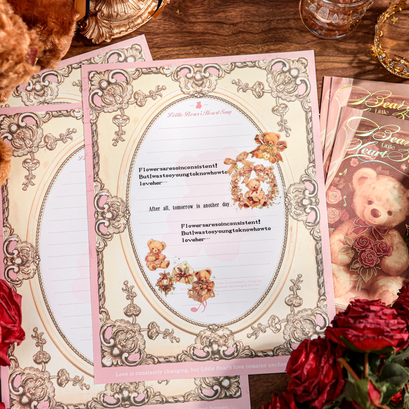 Set de hârtie și plicuri Mr. Paper cu ilustrație drăguță de ursuleț – pentru elevi