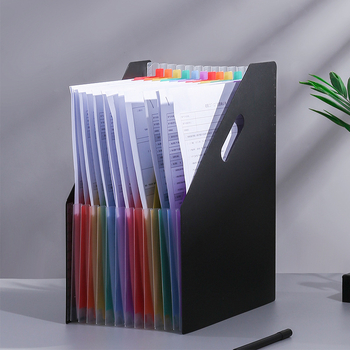 Fișier acordeon vertical A4, deschidere în unghi, capacitate mare pentru organizarea documentelor studențești