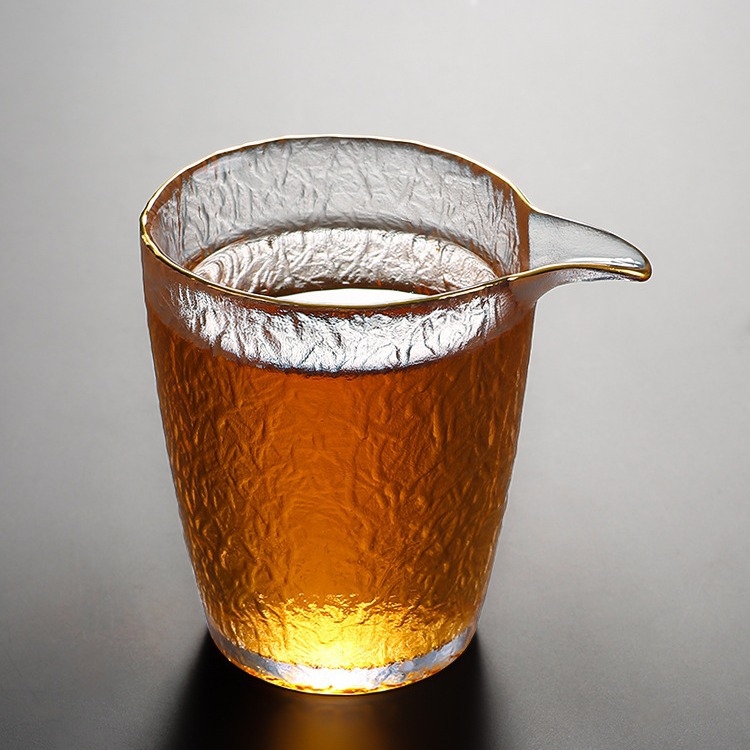 Set Gongfu de ceai din sticlă pentru uz casnic — ceainic, cești, cană de distribuție, bol cu capac în model scoarță