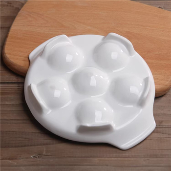 Farfurie ceramică creativă, cu două mâneri, disc – versatilă pentru melci, chiftele, ouă la abur și coacere.