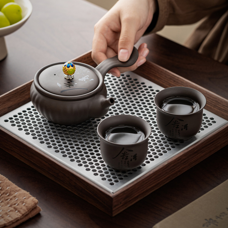 Set Kung Fu de ceai din lut purpuriu, ceainic și cești ceramice – cadou pentru casă și birou