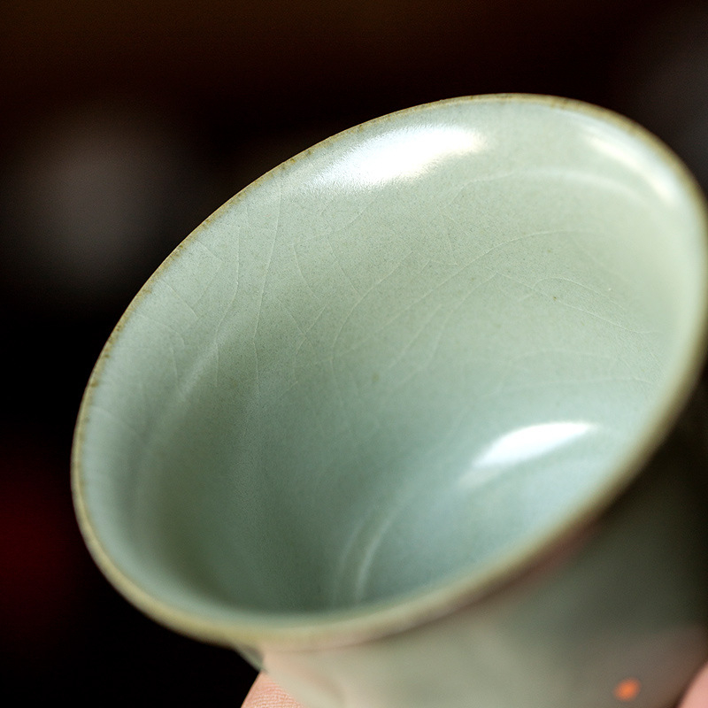 Gaiwan ceramic cu glazură aurie, porțelan Ru, stil retro Gongfu ceai, Sancai