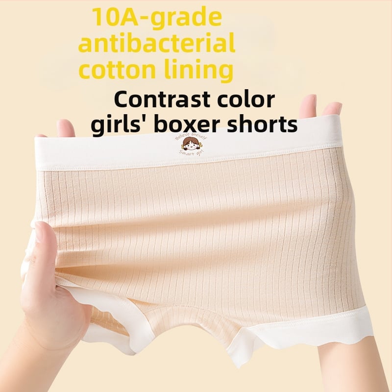 Lányoknak szóló pamut boxer short, középmagas derék, antibakteriális bevonattal, fejlesztési időszakhoz, minden évszakban