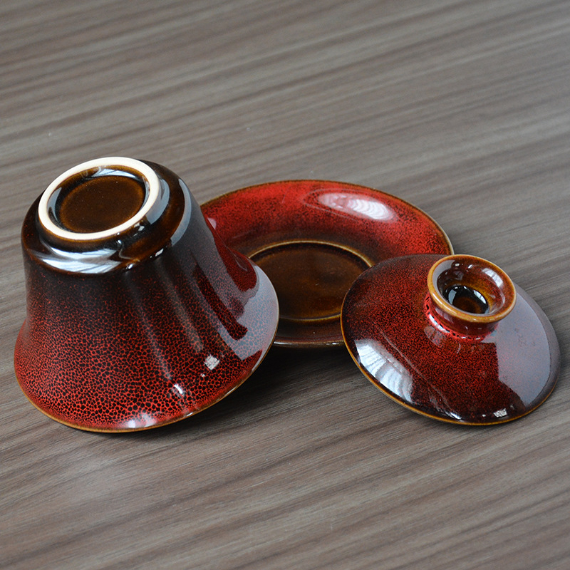 Vas ceramic cu capac pentru uz casnic, stil chinezesc vintage, ușor la atingere, dintr-o singură piesă