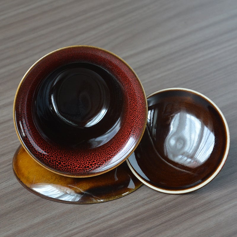 Vas ceramic cu capac pentru uz casnic, stil chinezesc vintage, ușor la atingere, dintr-o singură piesă