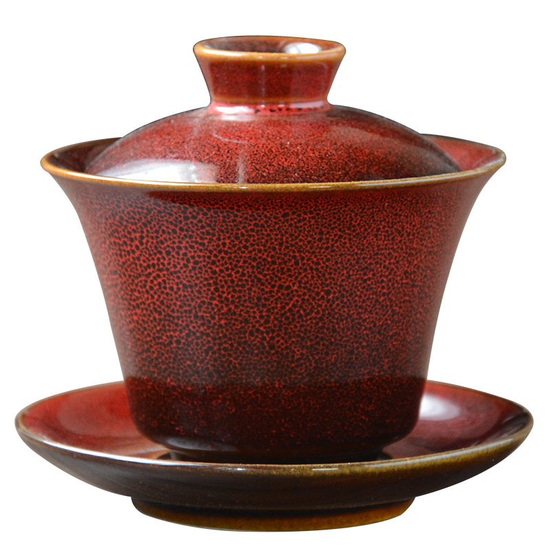 Vas ceramic cu capac pentru uz casnic, stil chinezesc vintage, ușor la atingere, dintr-o singură piesă