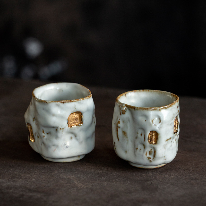Ceașcă de ceai cu glazură Dunhuang Kiln, realizată manual, ceașcă mare pentru Gongfu ceai, ceramică brută