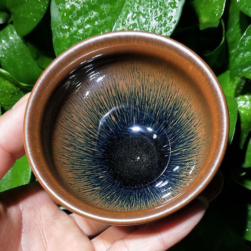 Ceșuță de ceai Jianzhan cu glazură de cuptor, ceramic Gongfu pentru degustare ceai, mică, individuală
