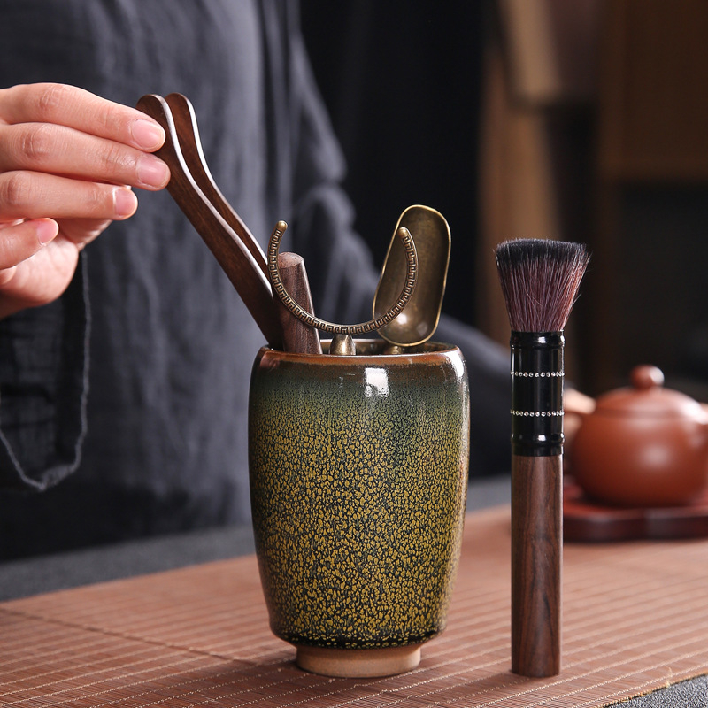 Set de ceai Jianzhan pentru uz casnic, cești Tianmu mari, ceramică cu glazură de cuptor, stil modern minimalist