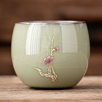 Ruyao ceașcă de ceai din porțelan — unică, pentru degustare, stil chinezesc, ceramică cu fisuri de gheață