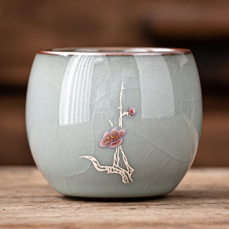 Ruyao ceașcă de ceai din porțelan — unică, pentru degustare, stil chinezesc, ceramică cu fisuri de gheață