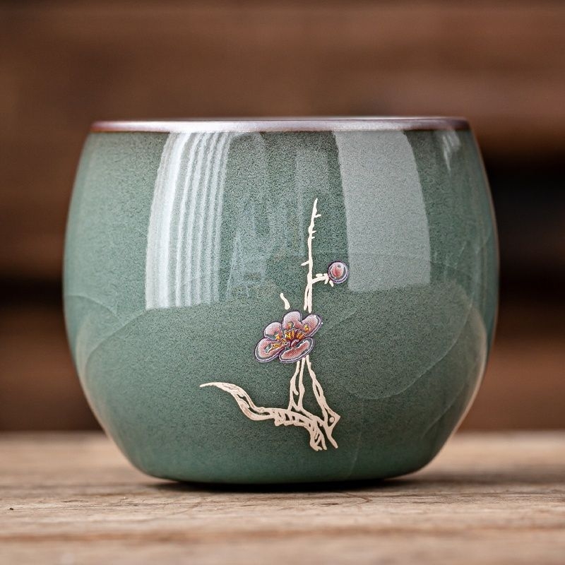 Ruyao ceașcă de ceai din porțelan — unică, pentru degustare, stil chinezesc, ceramică cu fisuri de gheață