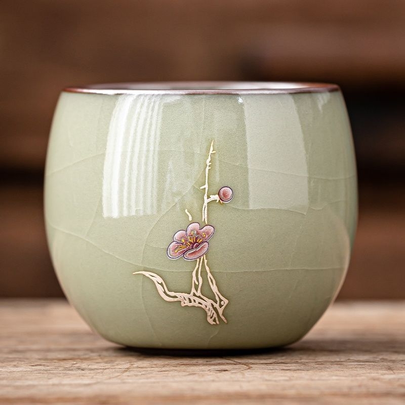 Ruyao ceașcă de ceai din porțelan — unică, pentru degustare, stil chinezesc, ceramică cu fisuri de gheață