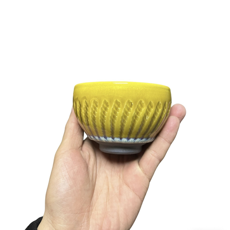 Ceașcă de ceai ceramic Jianyang Jianzhan cu vene galbene, glazură la cuptor, ceașcă de degustare